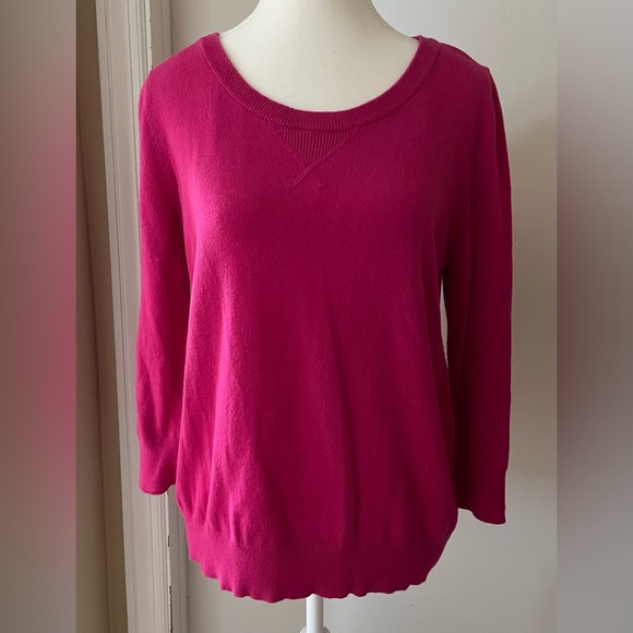 JCP Women’s Cashmere Blend Pink Long Sleeve Sweater, Large - Picture 1 of 6